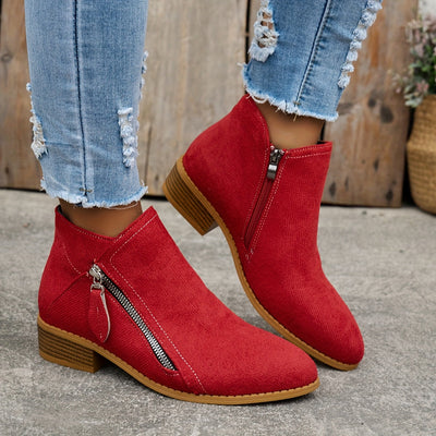 CARA | Suede Zip Ankle Boots
