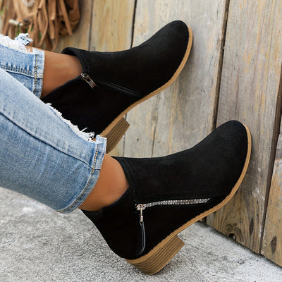 CARA | Suede Zip Ankle Boots