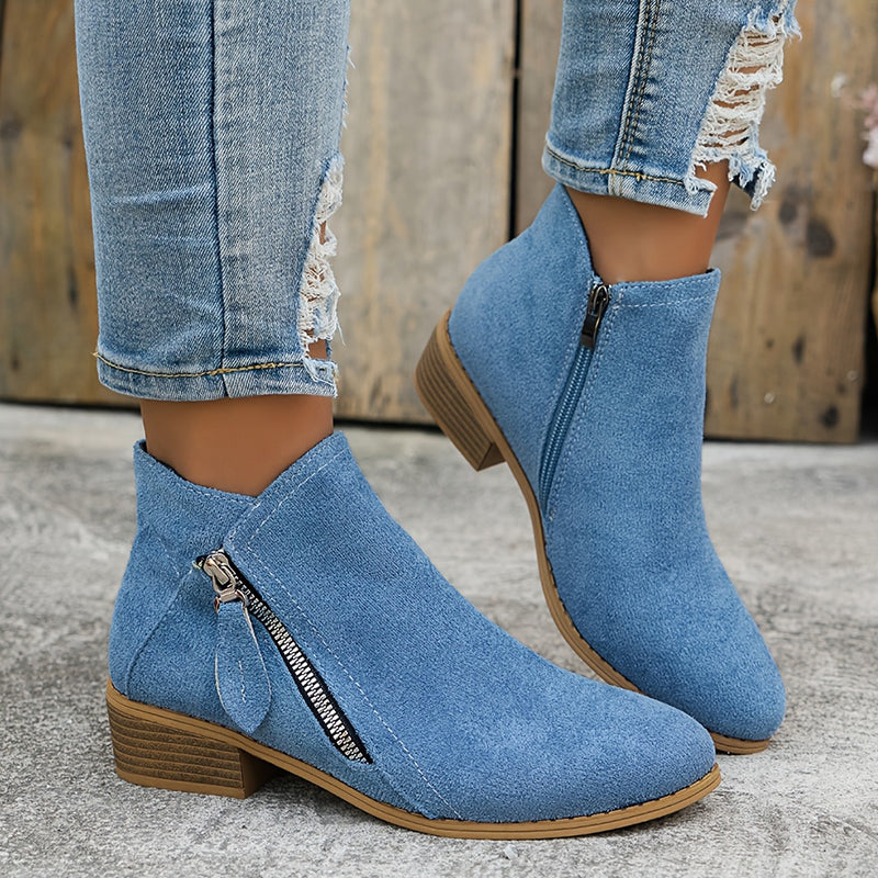 CARA | Suede Zip Ankle Boots