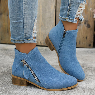 CARA | Suede Zip Ankle Boots