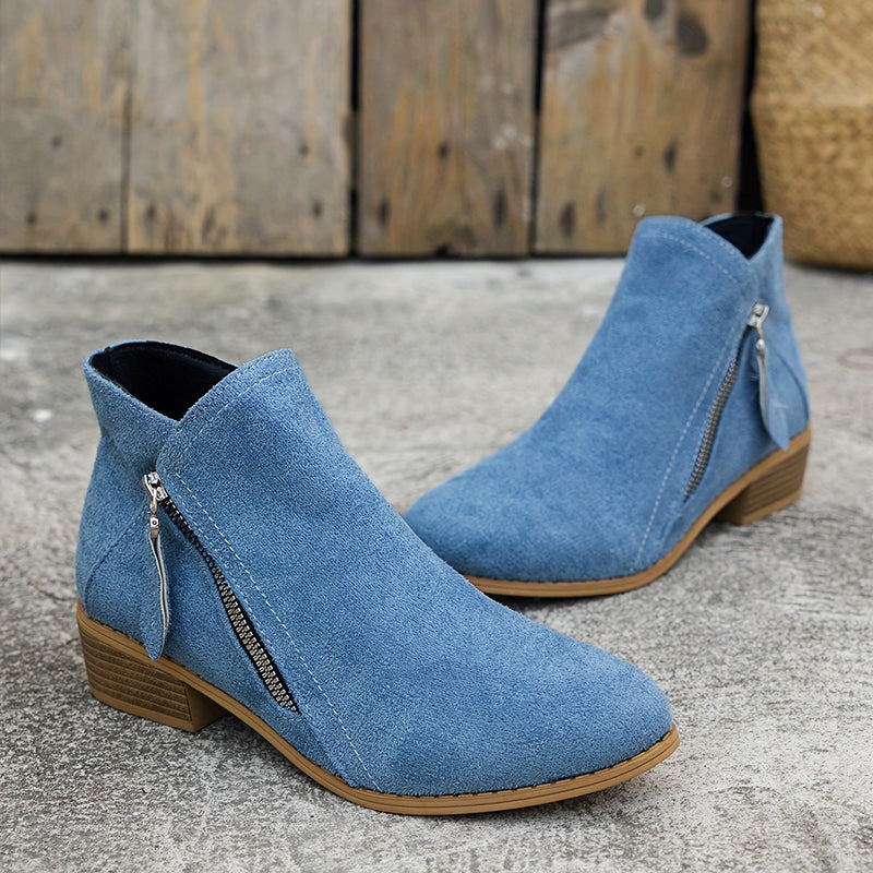CARA | Suede Zip Ankle Boots