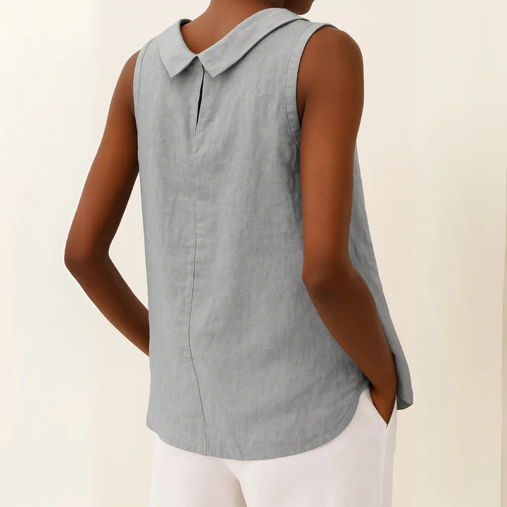 ANNABEL – SLEEVELESS COTTON-LINEN TOP
