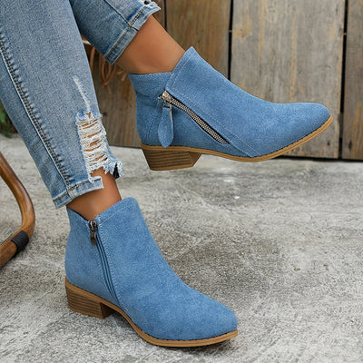 CARA | Suede Zip Ankle Boots