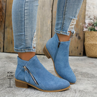 CARA | Suede Zip Ankle Boots