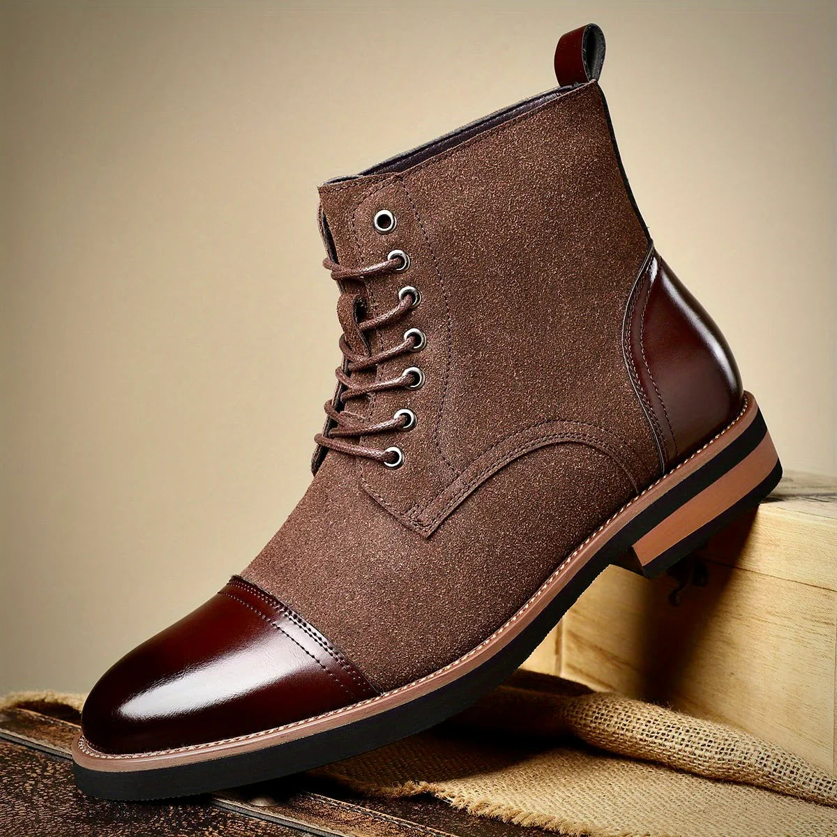 RICHARD | TWO-TONE OXFORD LEATHER BOOTS