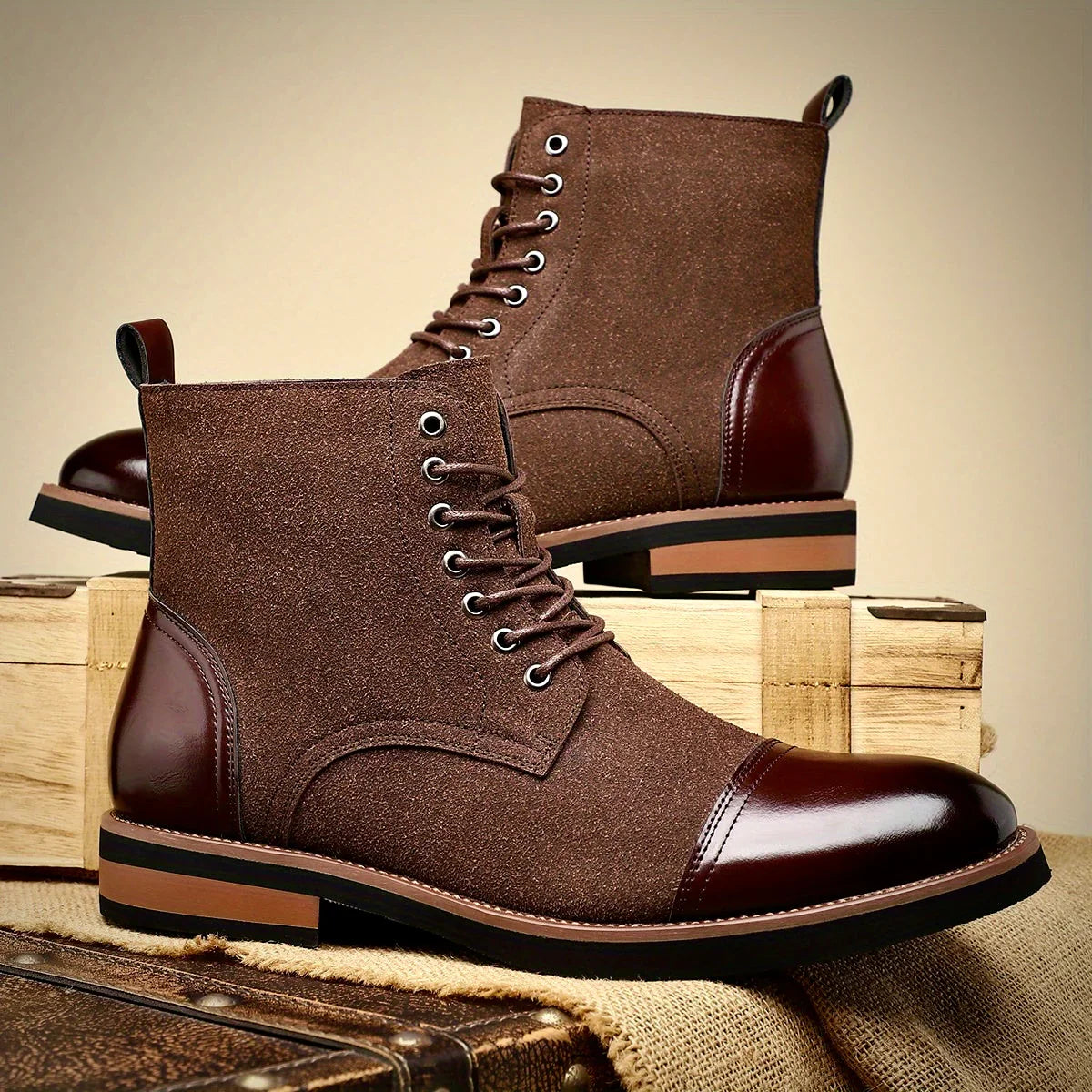RICHARD | TWO-TONE OXFORD LEATHER BOOTS