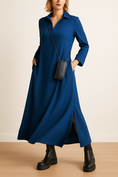 JEANETTE™ | LONG FLOWY DRESS WITH SIDE SLITS