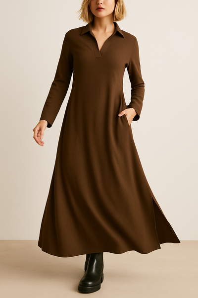JEANETTE™ | LONG FLOWY DRESS WITH SIDE SLITS