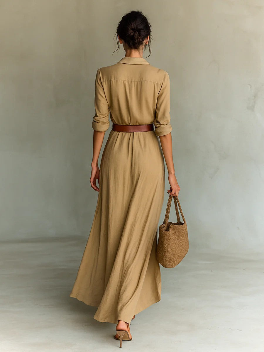 SERA |  ELEGANT LAPEL-WRAP MAXI DRESS