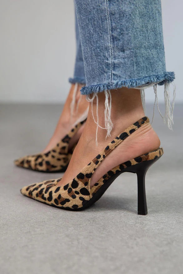 Liorina | Khaki Leopard Print Pointed Toe Heels 4