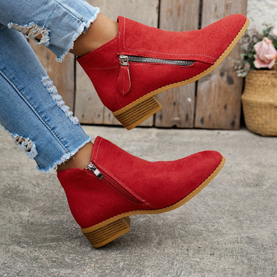 CARA | Suede Zip Ankle Boots