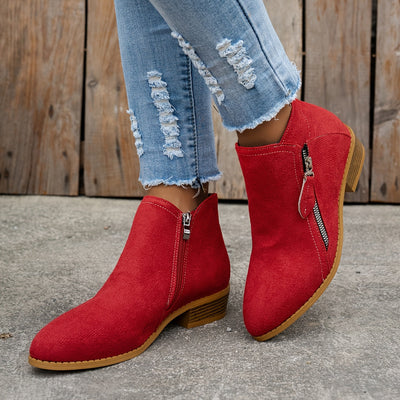 CARA | Suede Zip Ankle Boots