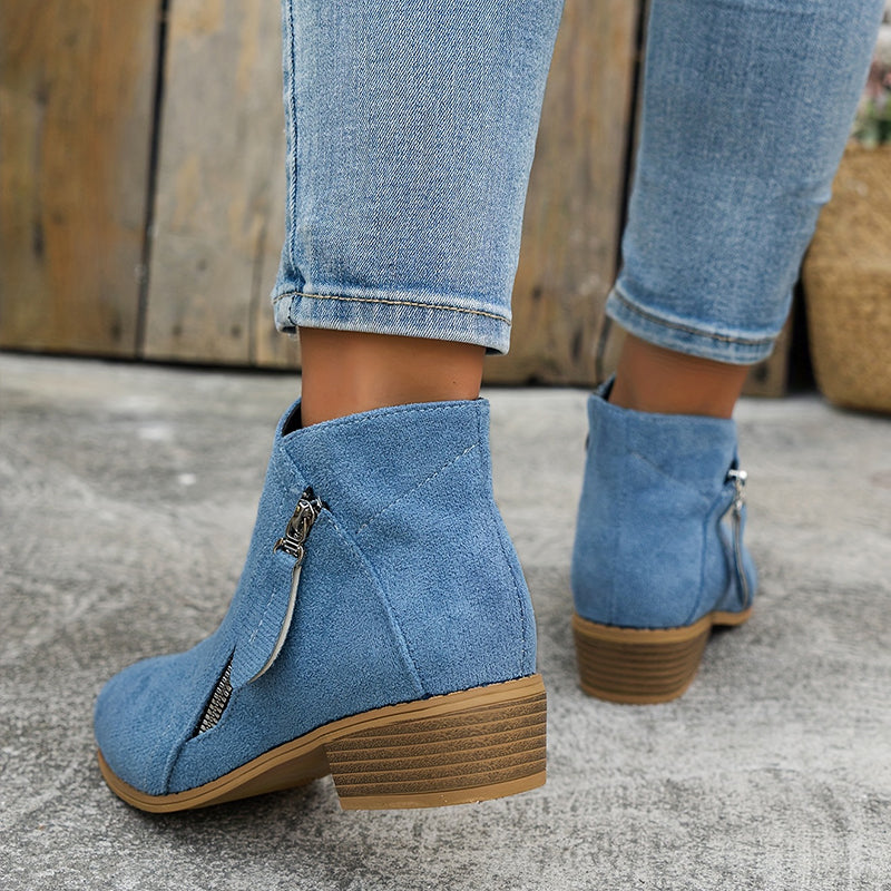 CARA | Suede Zip Ankle Boots
